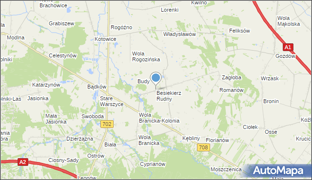 mapa Besiekierz Rudny, Besiekierz Rudny na mapie Targeo